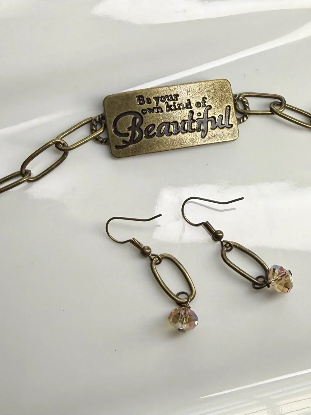 Vintage-Inspired 'Be Your Own Kind of Beautiful' Brass Bracelet - Brass